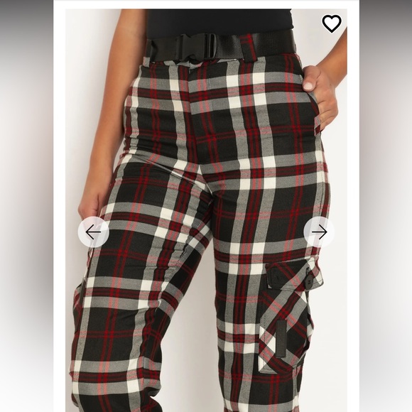 TARTAN TWILIGHT CARGO PANTS  LIMITED SIZE 10 NWOT BLACK RED WHITE BLACKMILK BM - Picture 4 of 7